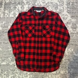 Vintage 80s Woolrich Red & Black Buffalo Plaid Wool Button Up Flannel Shirt